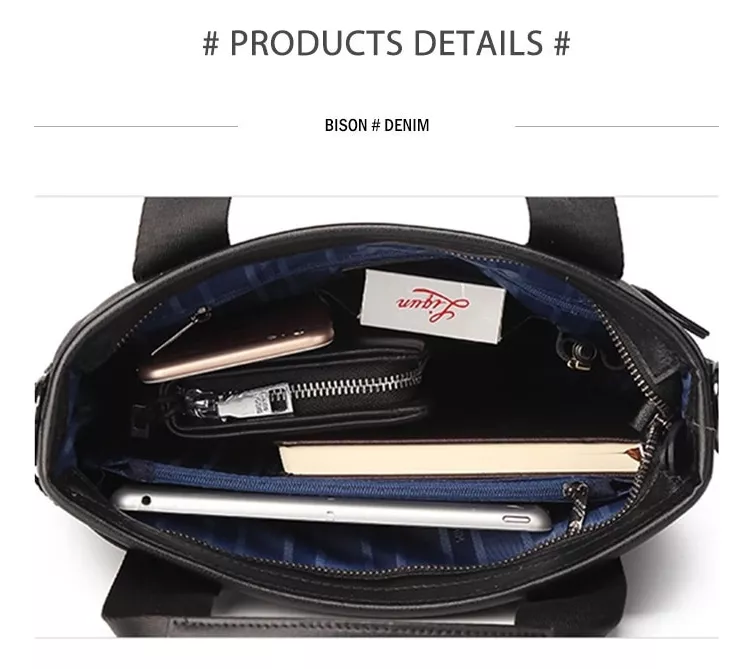 BOLSO BANDOLERA CUERO GENUINO LUJO BISON DENIM MOD CORNER - 4