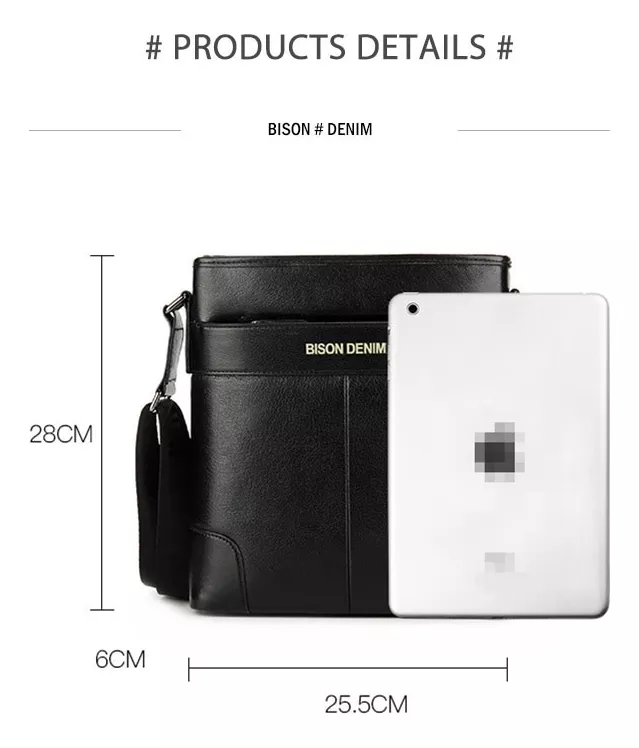 BOLSO BANDOLERA CUERO GENUINO LUJO BISON DENIM MOD CORNER - 5