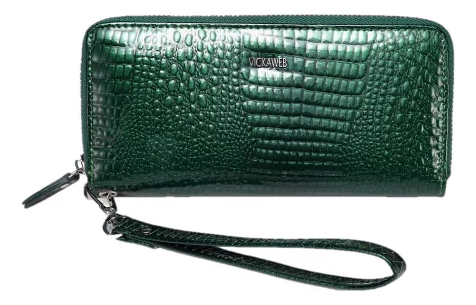BILLETERA LARGA MUJER CUERO GENUINO VICKAWEB MOD. GREEN - 1