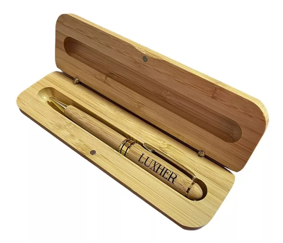 SET LÁPIZ BOLÍGRAFO LUXHER PUNTA BOLA ESTUCHE DE BAMBÚ MOD. SHIELD - 3