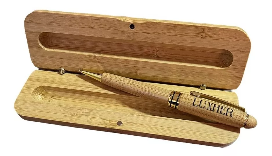 SET LÁPIZ BOLÍGRAFO LUXHER PUNTA BOLA ESTUCHE DE BAMBÚ MOD. SHIELD - 4