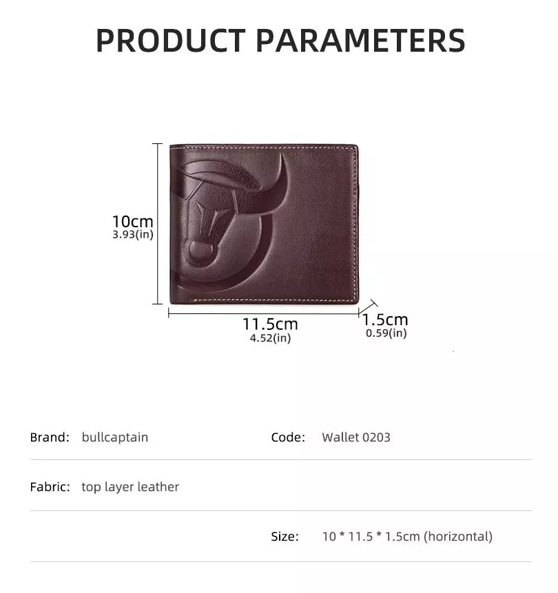 BILLETERA HOMBRE CUERO GENUINO LUJO BULL CAPTAIN MOD. ANIMAL - 4