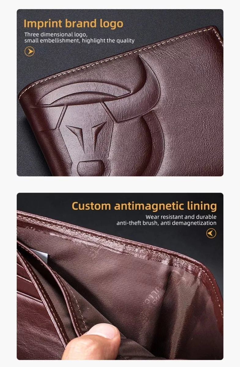 BILLETERA HOMBRE CUERO GENUINO LUJO BULL CAPTAIN MOD. ANIMAL - 5