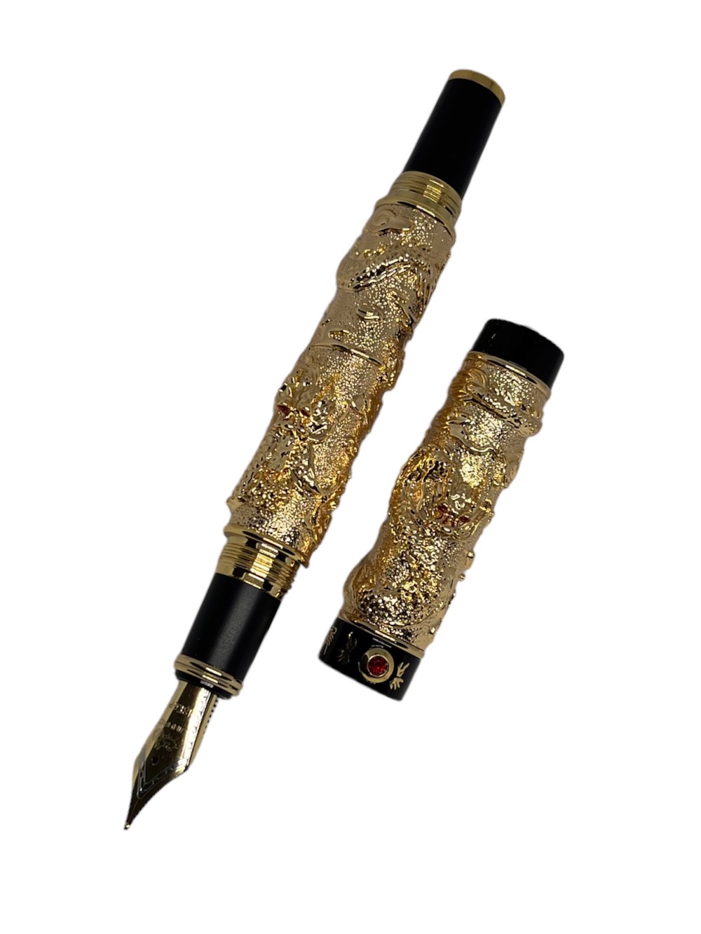 PLUMA ESTILOGRÁFICA LUXHER TEXTURIZADA LUJO JINHAO MOD DRAGÓN RUBÍ - 4