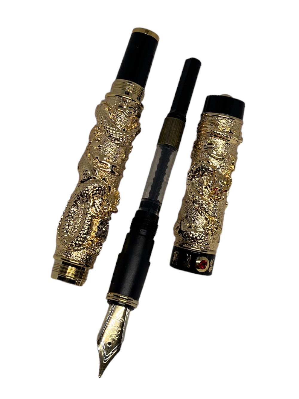 PLUMA ESTILOGRÁFICA LUXHER TEXTURIZADA LUJO JINHAO MOD DRAGÓN RUBÍ - 6