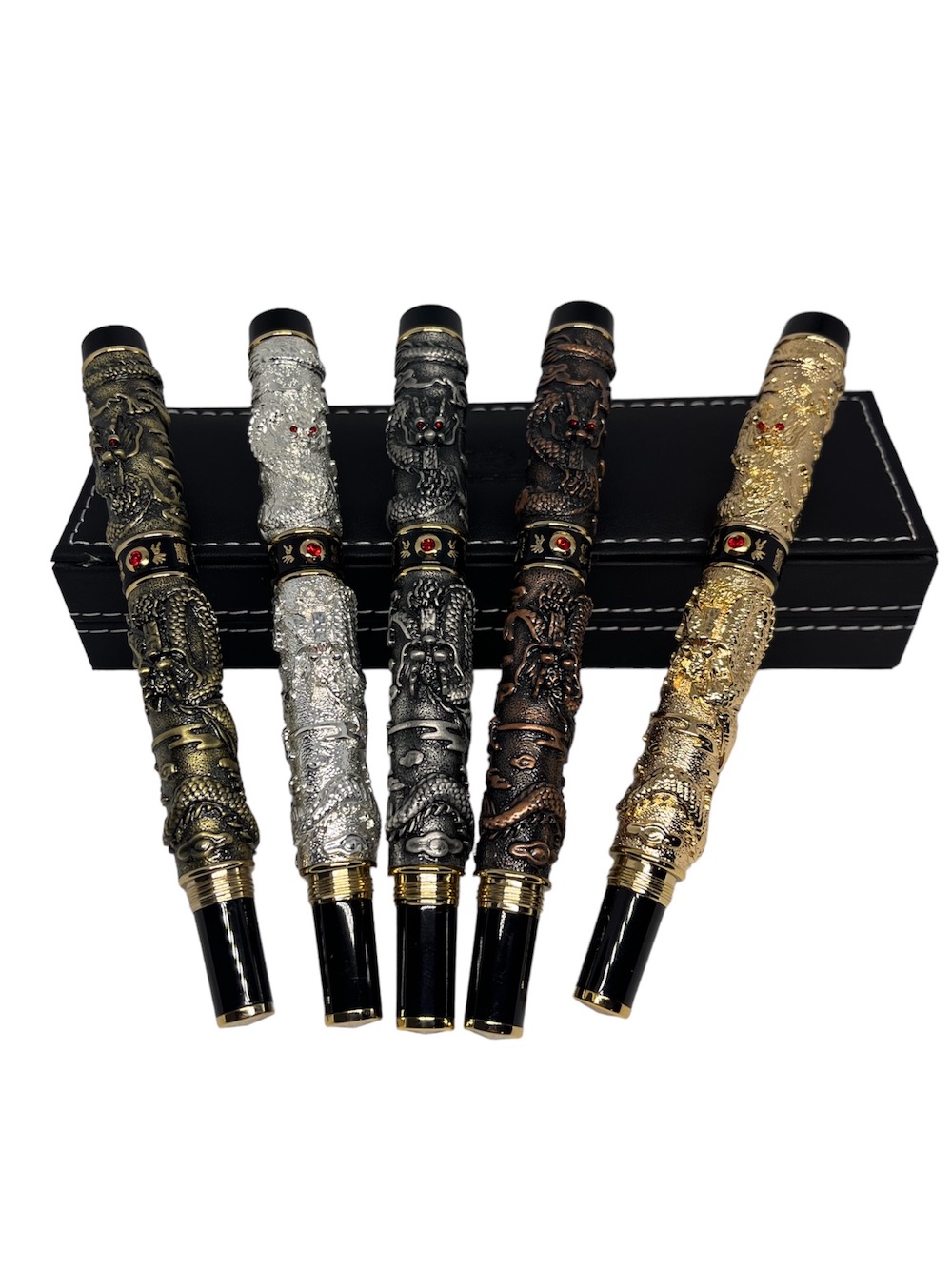 PLUMA ESTILOGRÁFICA LUXHER TEXTURIZADA LUJO JINHAO MOD DRAGÓN RUBÍ - 7