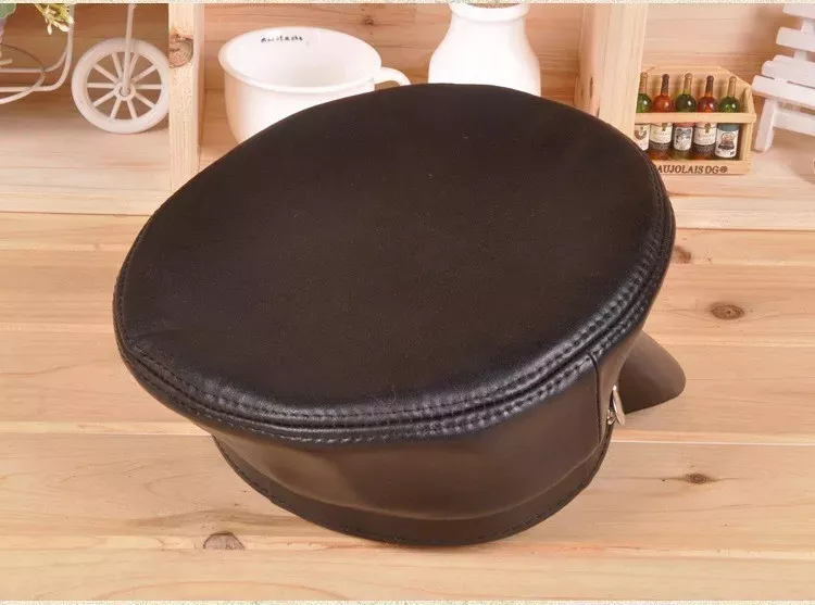 GORRA CUERO LUXHER NEGRO JOCKEY MUJER GENUINO PIEL OVEJA MOD. STRING - 2