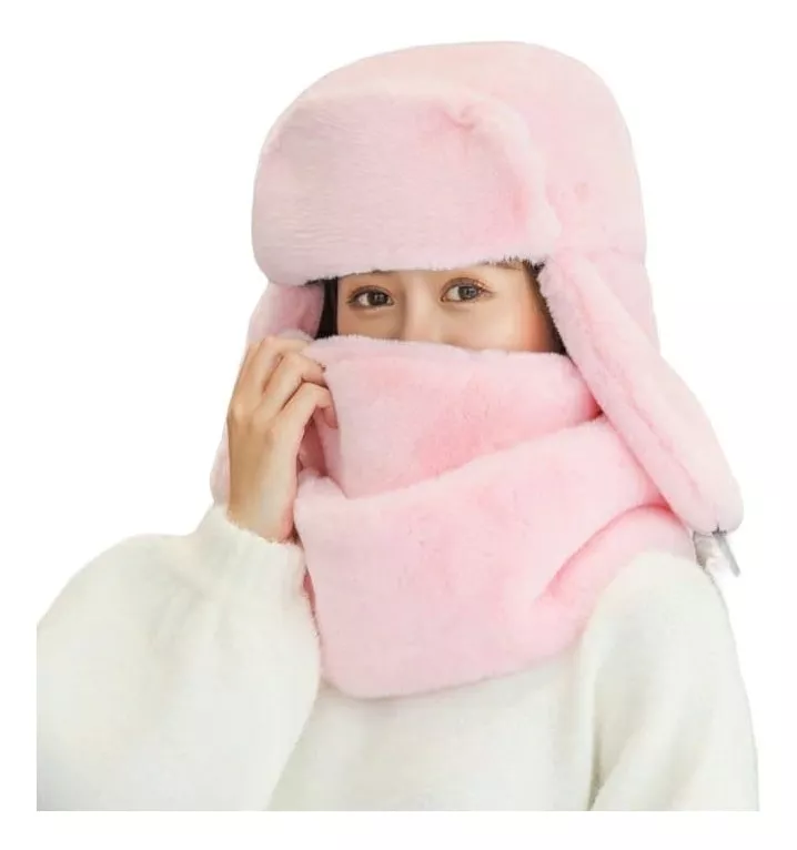 SET GORRO MÁS BUFANDA ALGODÓN LUXHER BEIGE MUJER CÁLIDO INVIERNO - 1