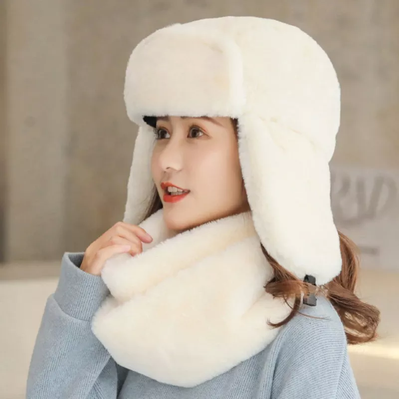 SET GORRO MÁS BUFANDA ALGODÓN LUXHER BEIGE MUJER CÁLIDO INVIERNO - 2