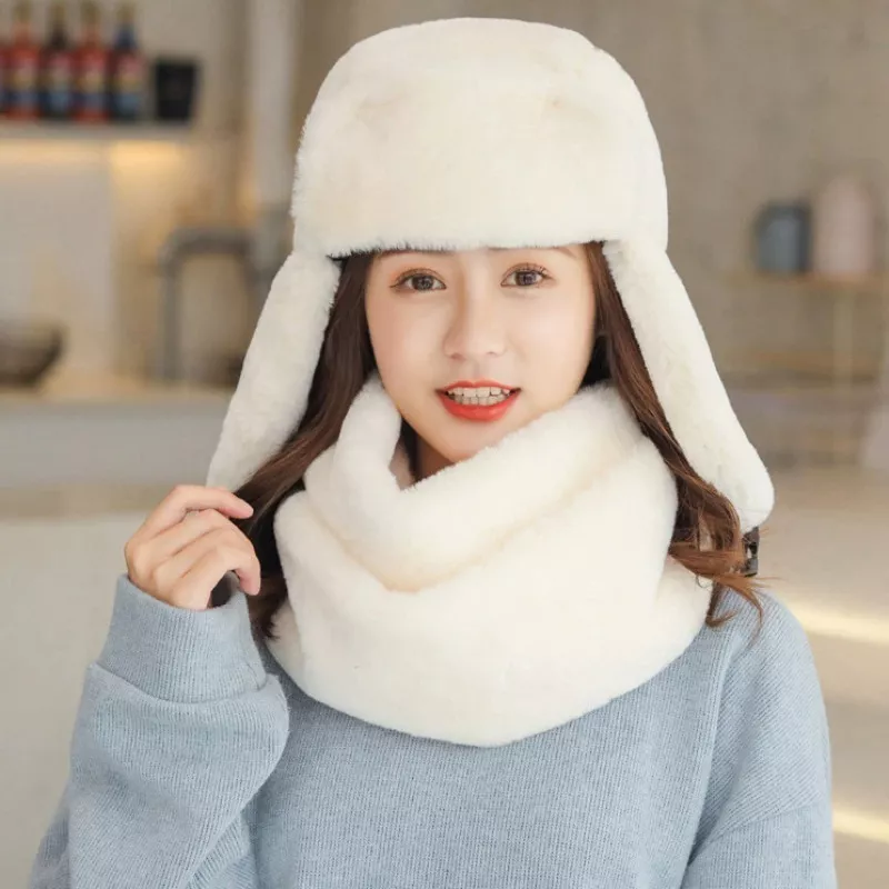 SET GORRO MÁS BUFANDA ALGODÓN LUXHER BEIGE MUJER CÁLIDO INVIERNO - 4