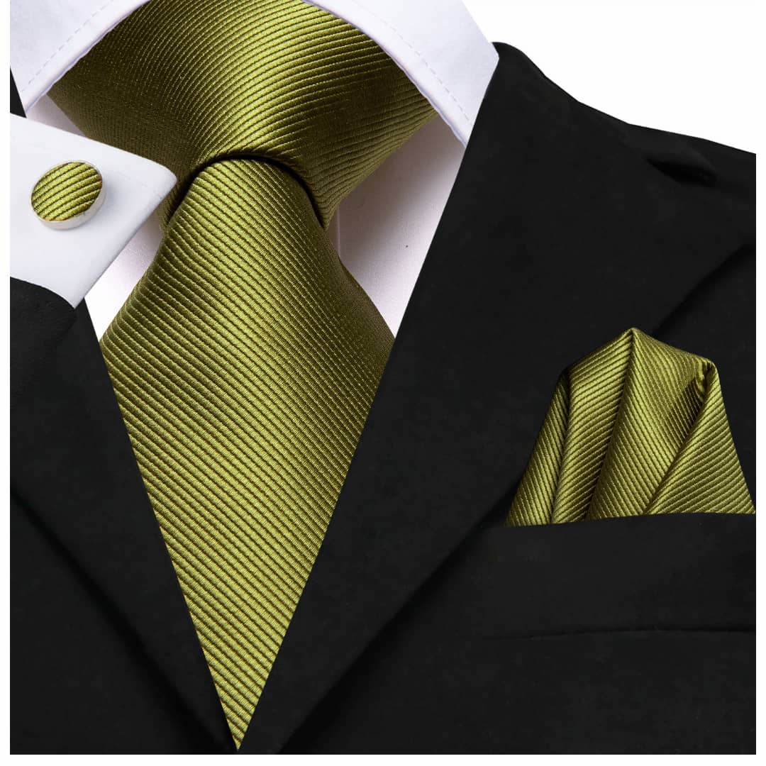 SET CORBATA SEDA LUXHER PAÑUELO Y COLLERAS LUJO HI-TIE MOD JASPEADO - 1