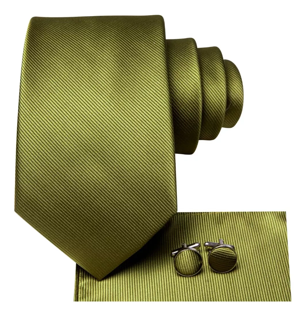 SET CORBATA SEDA LUXHER PAÑUELO Y COLLERAS LUJO HI-TIE MOD JASPEADO - 2