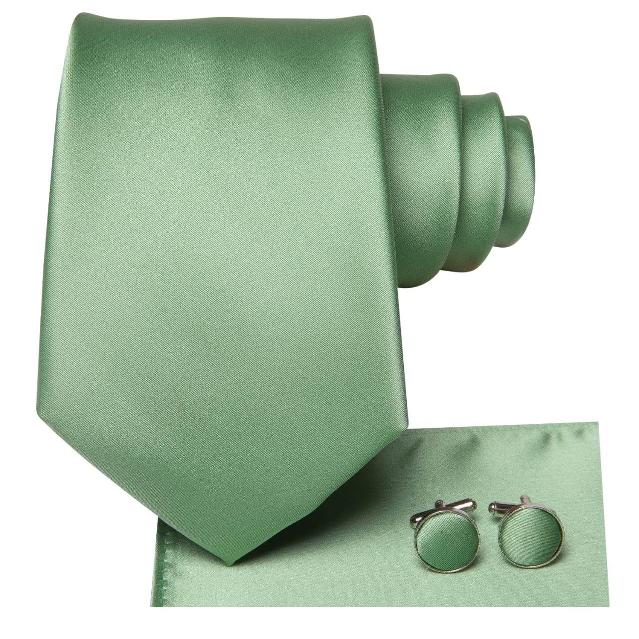SET CORBATA SEDA LUXHER PAÑUELO Y COLLERAS LUJO HI-TIE MOD LISO - 2