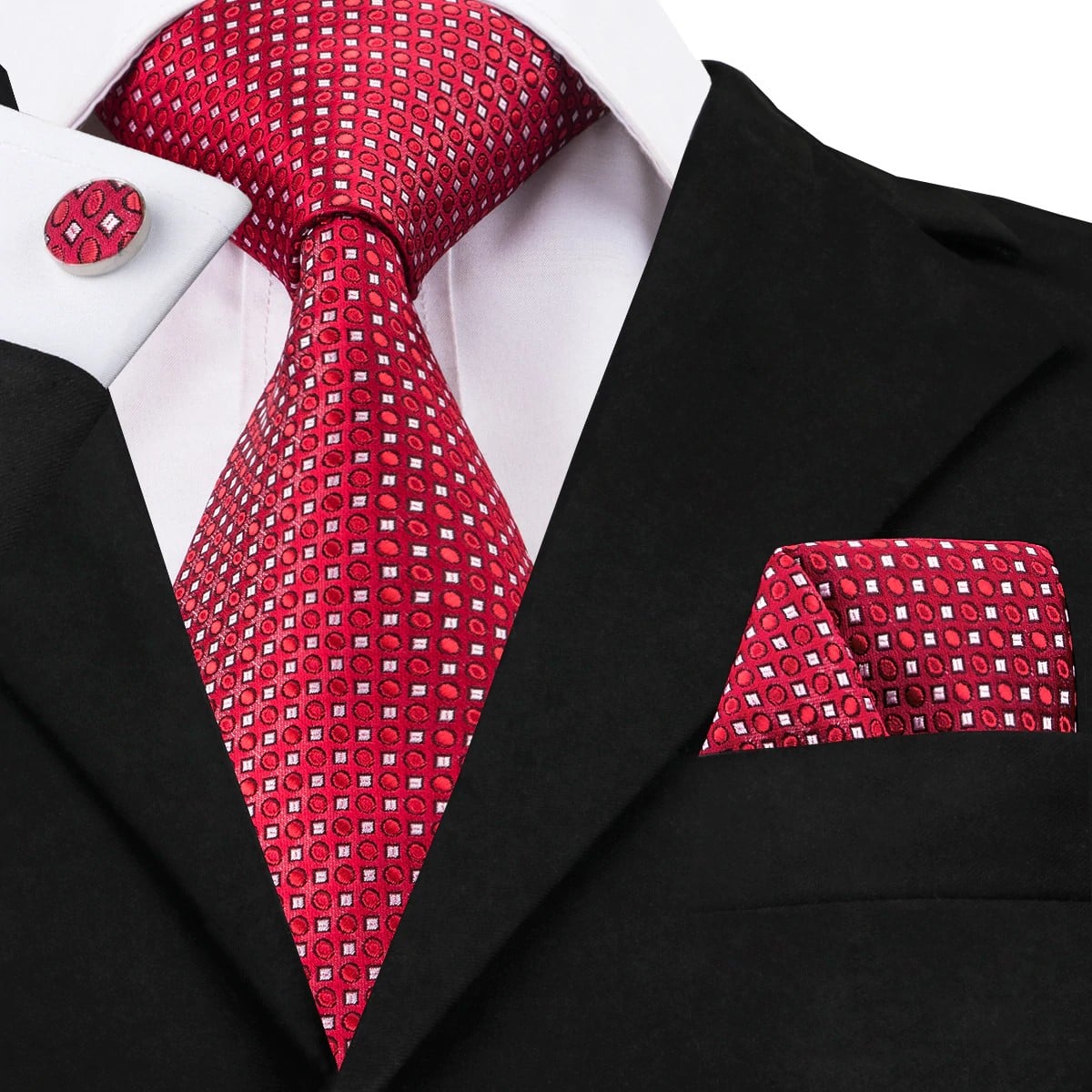 SET CORBATA SEDA LUXHER PAÑUELO Y COLLERAS LUJO HI-TIE COLORES - 1