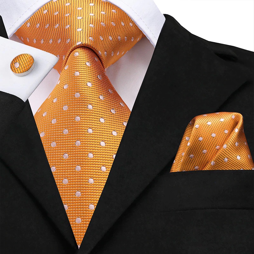 SET CORBATA SEDA LUXHER PAÑUELO Y COLLERAS LUJO HI-TIE COLORES - 1