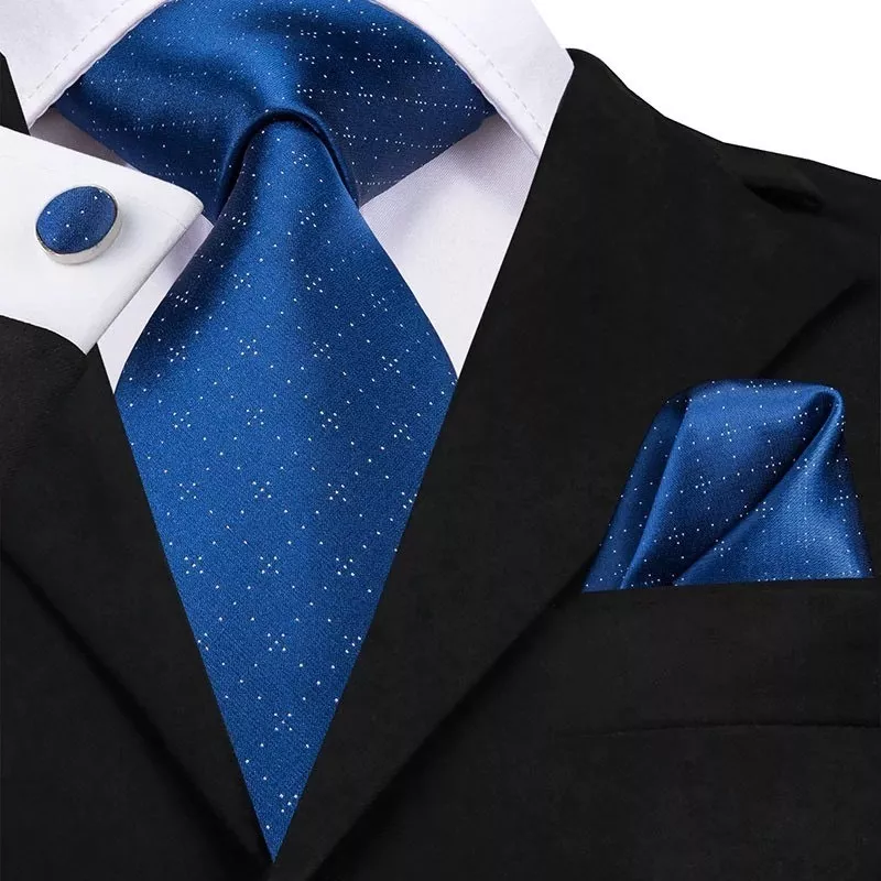 SET CORBATA SEDA LUXHER PAÑUELO Y COLLERAS LUJO HI-TIE COLORES - 1