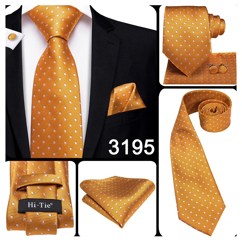 SET CORBATA SEDA LUXHER PAÑUELO Y COLLERAS LUJO HI-TIE COLORES - 2