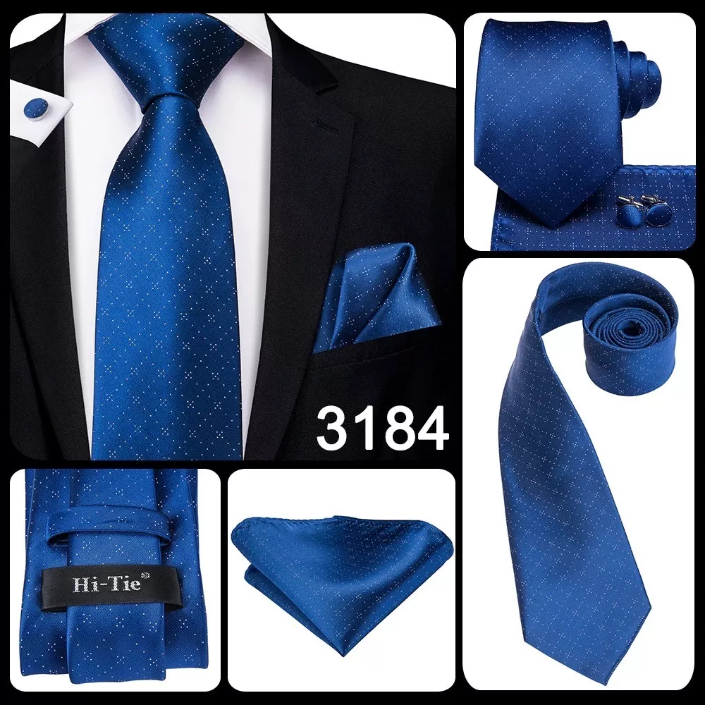 SET CORBATA SEDA LUXHER PAÑUELO Y COLLERAS LUJO HI-TIE COLORES - 2