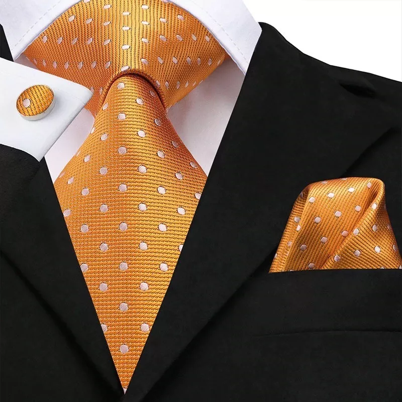 SET CORBATA SEDA LUXHER PAÑUELO Y COLLERAS LUJO HI-TIE COLORES - 5