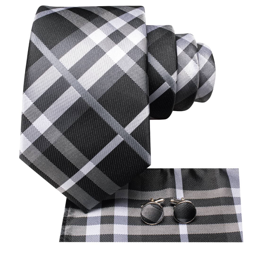 SET CORBATA SEDA LUXHER CELESTE PAÑUELO Y COLLERAS LUJO HI-TIE MOD CUADROS - 2