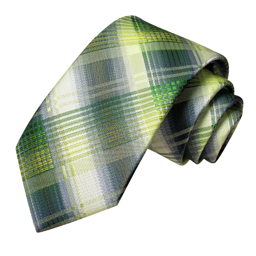 SET CORBATA SEDA LUXHER CELESTE PAÑUELO Y COLLERAS LUJO HI-TIE MOD CUADROS - 3