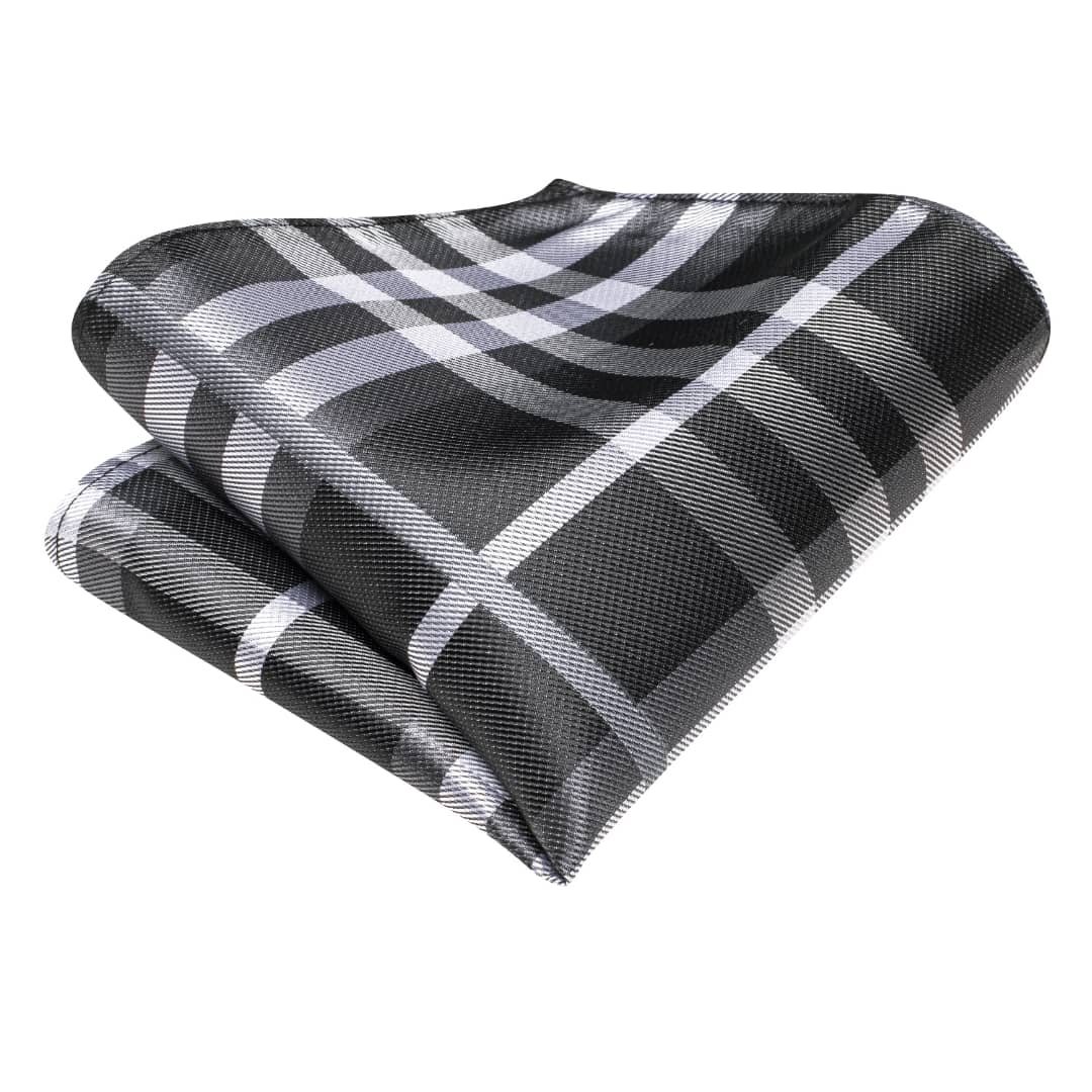 SET CORBATA SEDA LUXHER CELESTE PAÑUELO Y COLLERAS LUJO HI-TIE MOD CUADROS - 4