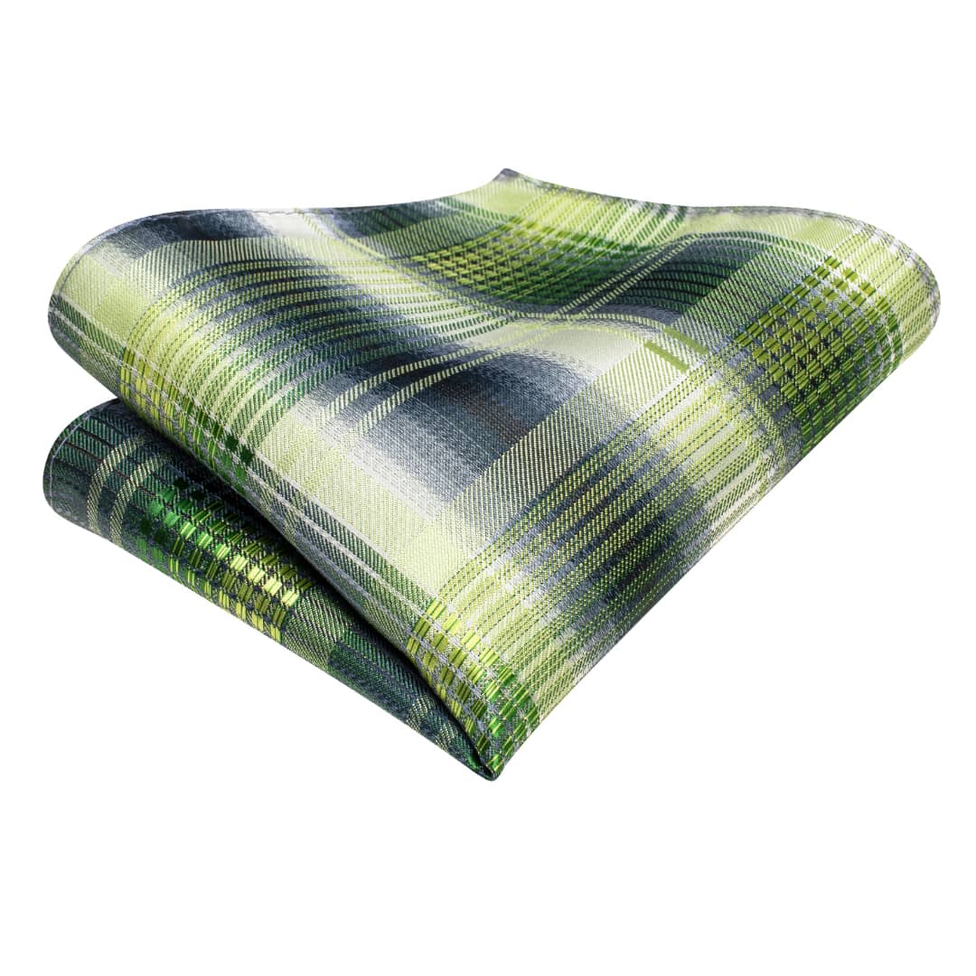 SET CORBATA SEDA LUXHER CELESTE PAÑUELO Y COLLERAS LUJO HI-TIE MOD CUADROS - 4