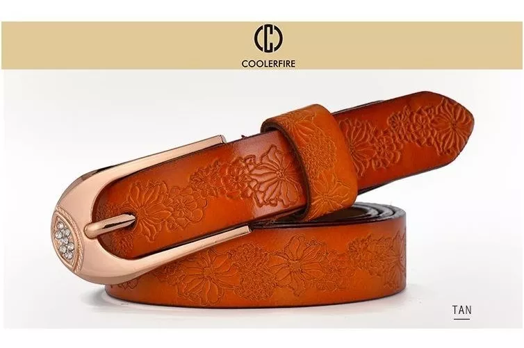 CINTURÓN CUERO LUXHER NEGRO MUJER GENUINO COOLERFIRE MOD. FLOWER - 3
