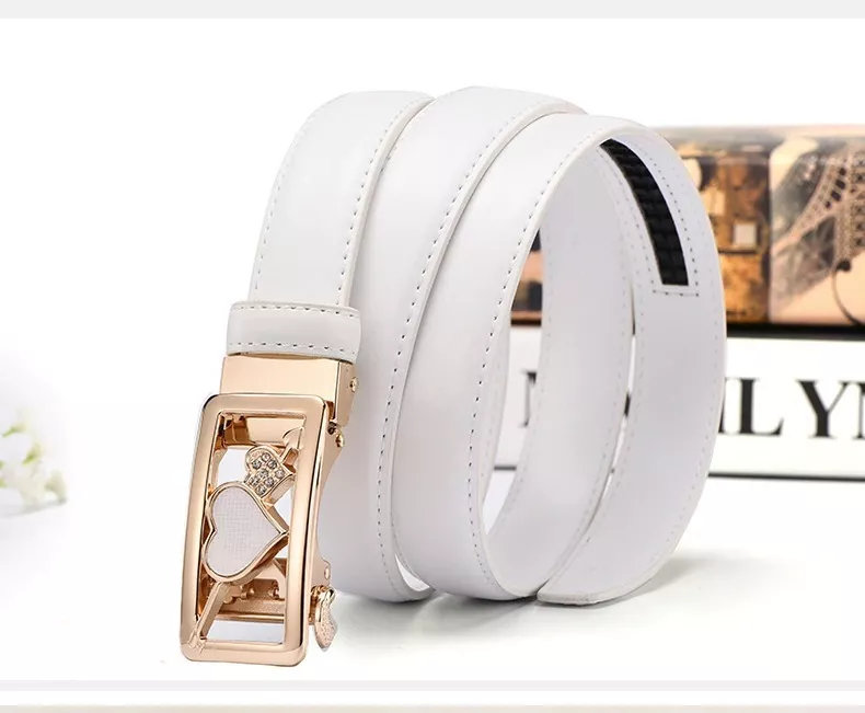 CINTURÓN CUERO LUXHER BLANCO MUJER GENUINO COOLERFIRE AUTO MOD. CORAZÓN - 2