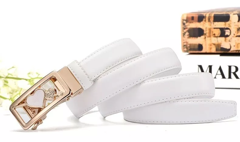 CINTURÓN CUERO LUXHER BLANCO MUJER GENUINO COOLERFIRE AUTO MOD. CORAZÓN - 3