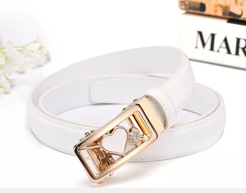 CINTURÓN CUERO LUXHER BLANCO MUJER GENUINO COOLERFIRE AUTO MOD. CORAZÓN - 4