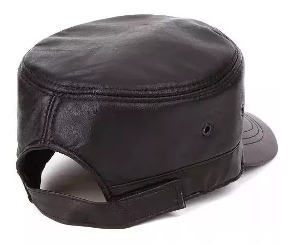 GORRA CUERO LUXHER NEGRO JOCKEY GENUINO PIEL OVEJA MOD. SIDE - 2