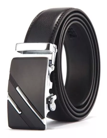 CINTURÓN CUERO HEBILLA AUTOMÁTICA AJUSTABLE LFMB MOD. LÍNEAS - 1