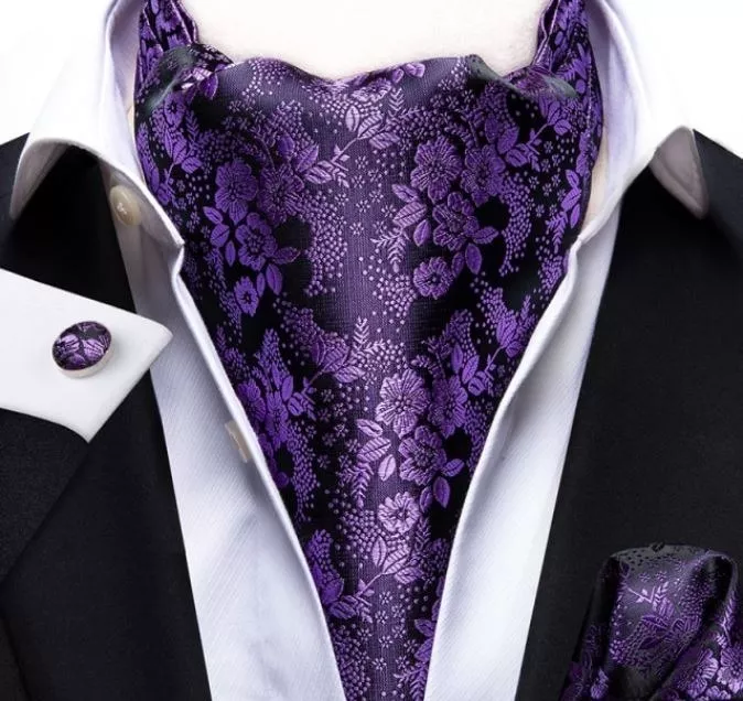 SET CORBATA SEDA LUXHER ASCOT PAÑUELO Y COLLERAS LUJO HI-TIE COLOR - 1