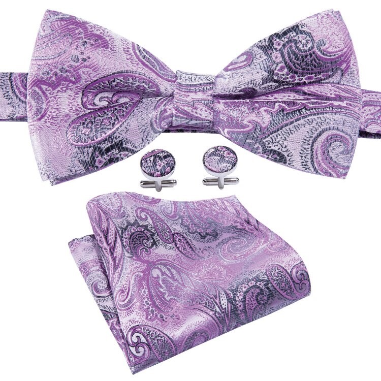 SET CORBATÍN SEDA LUXHER PAÑUELO Y COLLERAS LUJO HI-TIE COLORES - 1