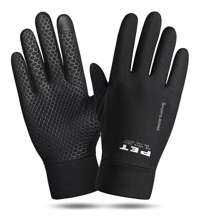 GUANTES FIBRA LUXHER NEGRO CÁLIDOS MICRO ANTIDESLIZANTES TÁCTIL MOD. SPORT - 1