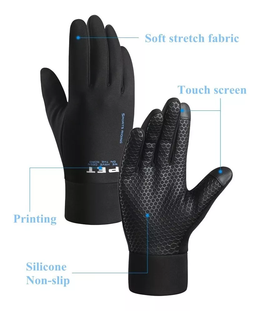 GUANTES FIBRA LUXHER NEGRO CÁLIDOS MICRO ANTIDESLIZANTES TÁCTIL MOD. SPORT - 4