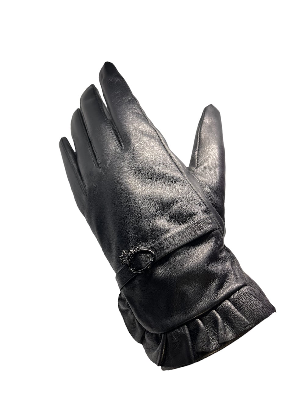 GUANTES CUERO LUXHER STAR NEGRO INVIERNO MUJER PIEL OVEJA MOD. - 2