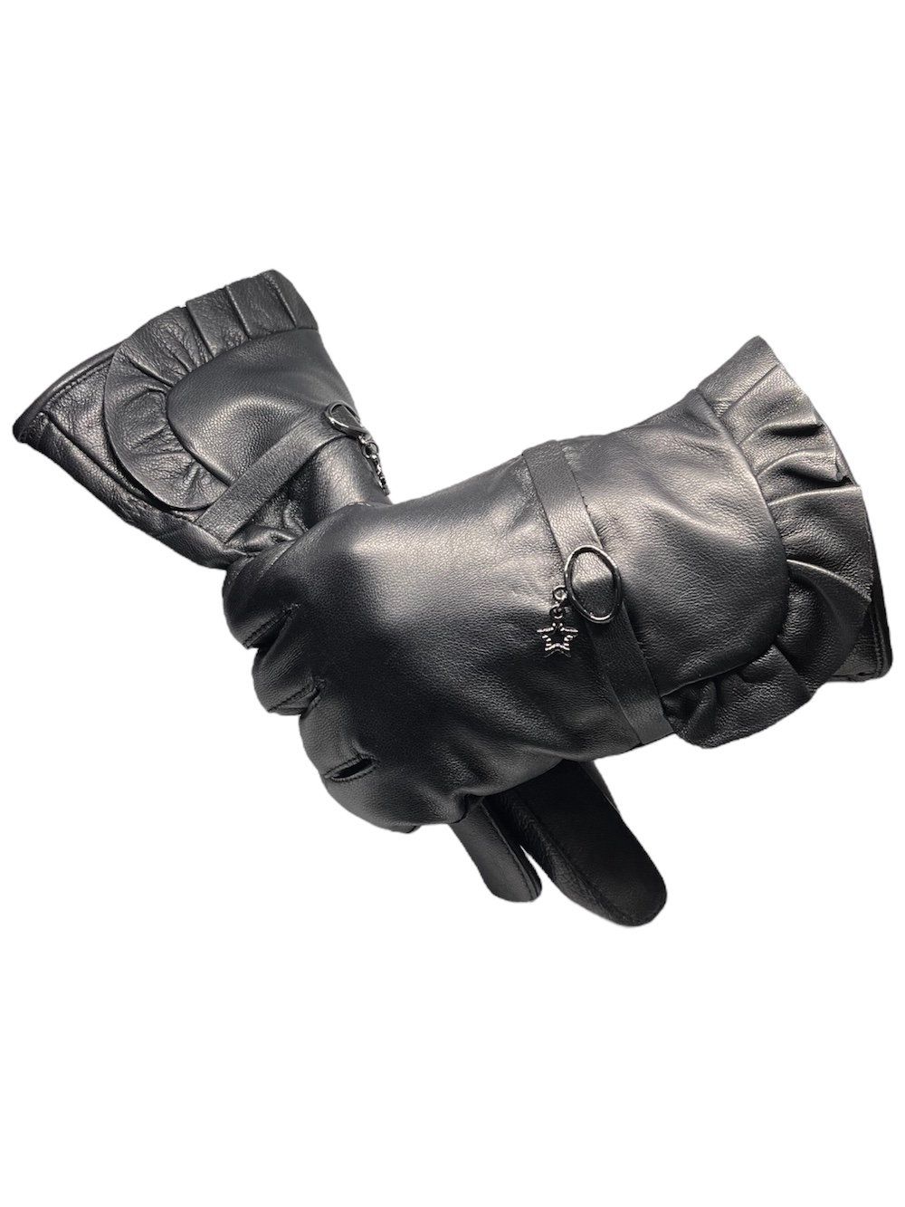 GUANTES CUERO LUXHER STAR NEGRO INVIERNO MUJER PIEL OVEJA MOD. - 3