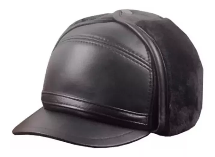 GORRO CUERO LUXHER NEGRO RUSO GENUINO PIEL OVEJA LASPEZIA MOD. VALS - 1