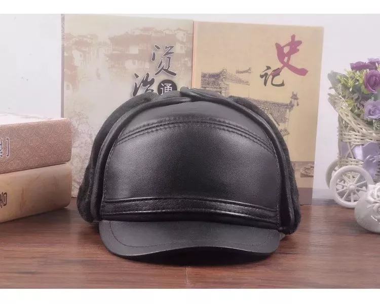 GORRO CUERO LUXHER NEGRO RUSO GENUINO PIEL OVEJA LASPEZIA MOD. VALS - 3