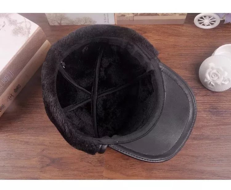 GORRO CUERO LUXHER NEGRO RUSO GENUINO PIEL OVEJA LASPEZIA MOD. VALS - 5
