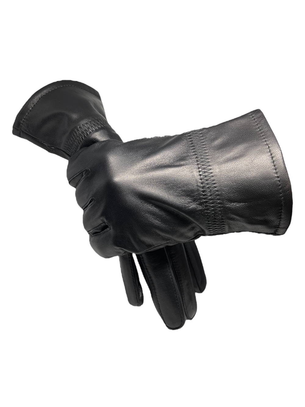 GUANTES CUERO LUXHER RUBBER NEGRO INVIERNO MUJER PIEL OVEJA MOD. - 3
