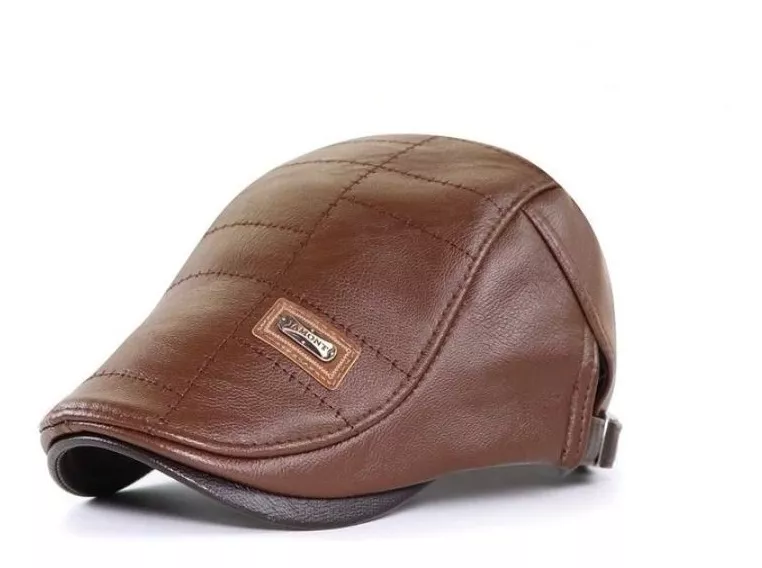 GORRA CUERO LUXHER BOINA HOMBRE AJUSTABLE PU JAMONT MOD. EURO - 1