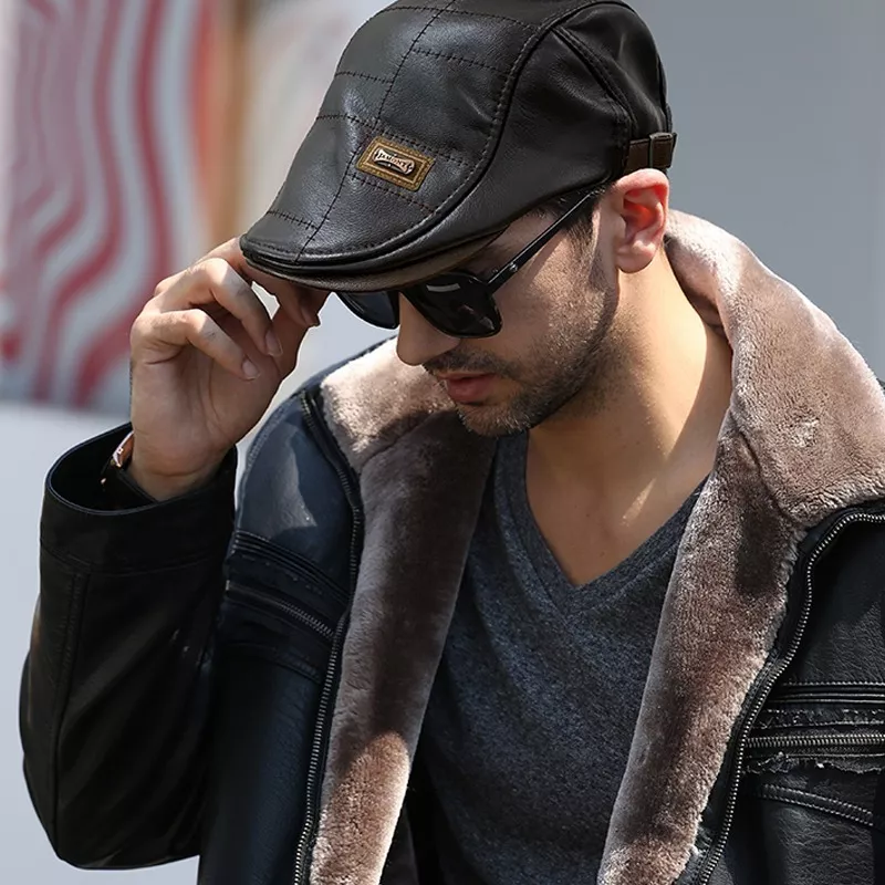 GORRA CUERO LUXHER BOINA HOMBRE AJUSTABLE PU JAMONT MOD. EURO - 5