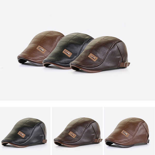 GORRA CUERO LUXHER BOINA HOMBRE AJUSTABLE PU JAMONT MOD. EURO - 6