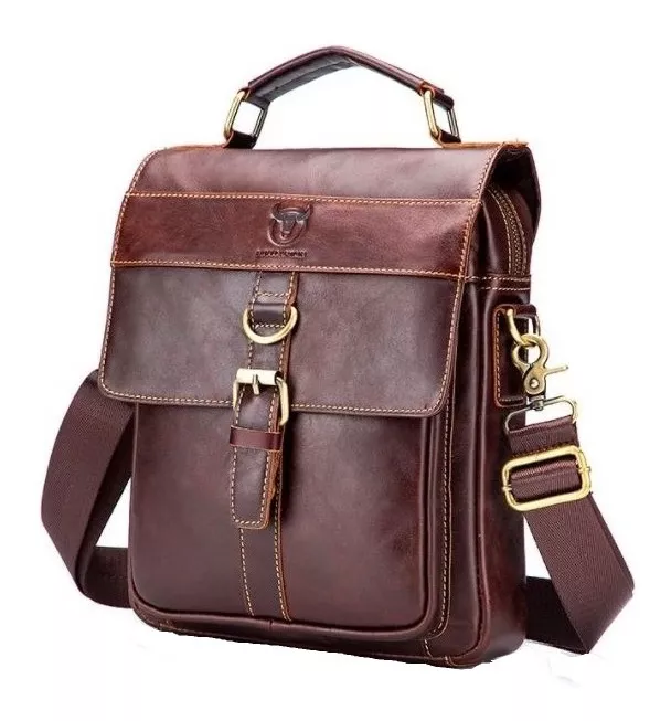 CARTERA SATCHEL BULL CAPTAIN BOLSO DE HOMBRO DE CUERO GENUINO DISEÑO LISA DE CUERO BOVINO BROWN CON - 1