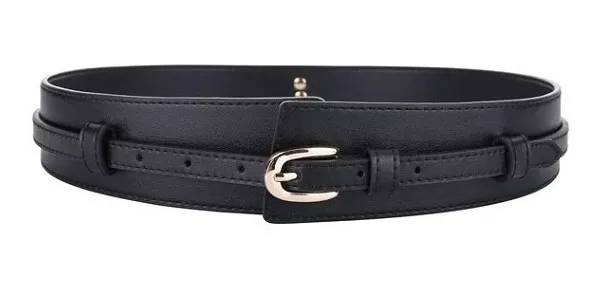 CINTURÓN CUERO LUXHER NEGRO ANCHO MUJER GENUINO COOLERFIRE MOD. MIDDLE - 1