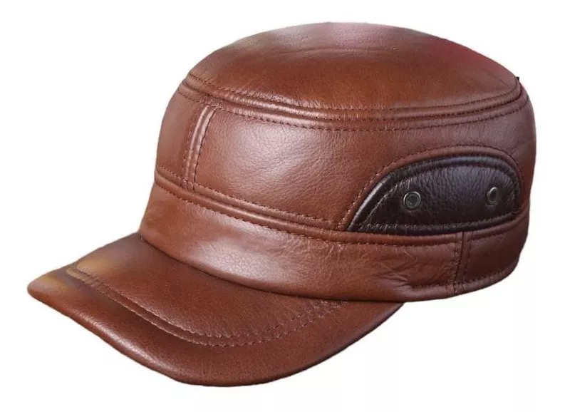 GORRO CUERO LUXHER JOCKEY GENUINO LUJO ESTILO MILITAR MOD. TWOL - 1