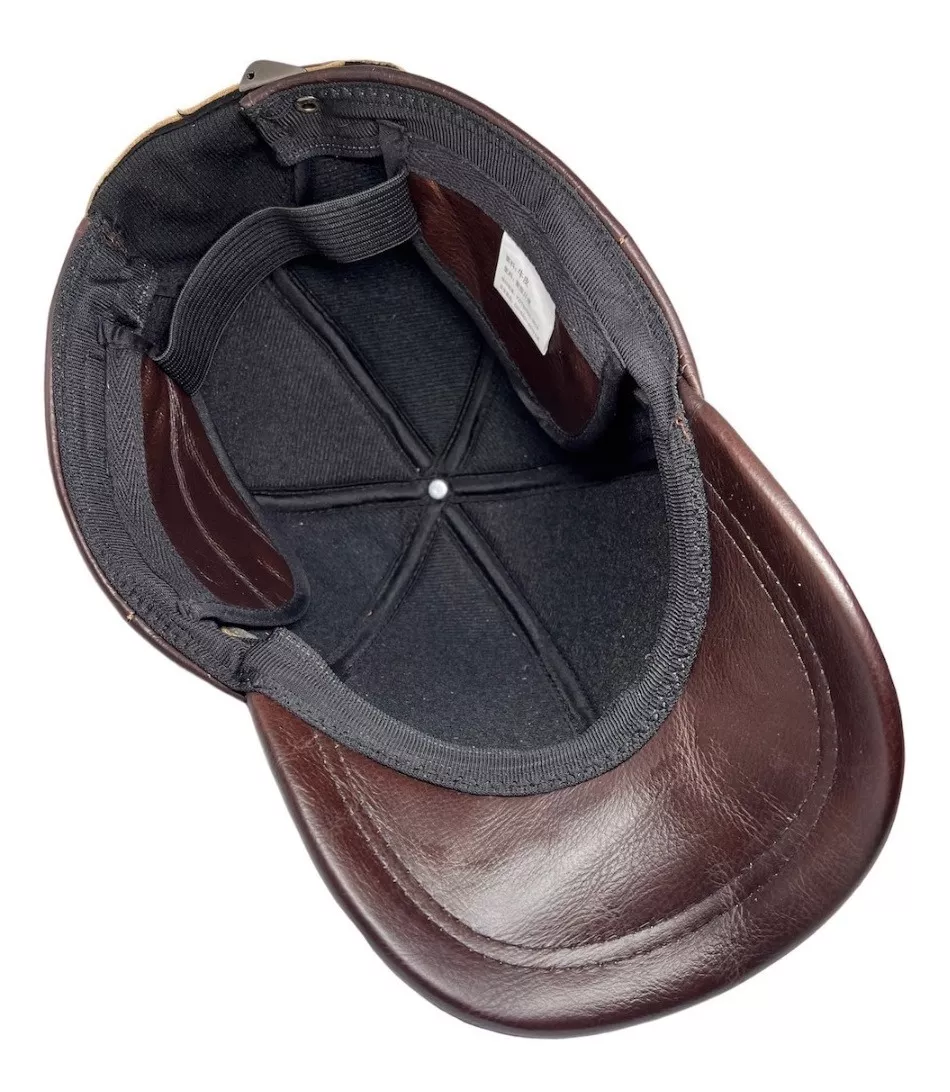GORRA CUERO LUXHER NEGRO JOCKEY GENUINO LUJO MILITAR MOD. ZÚRICH - 4